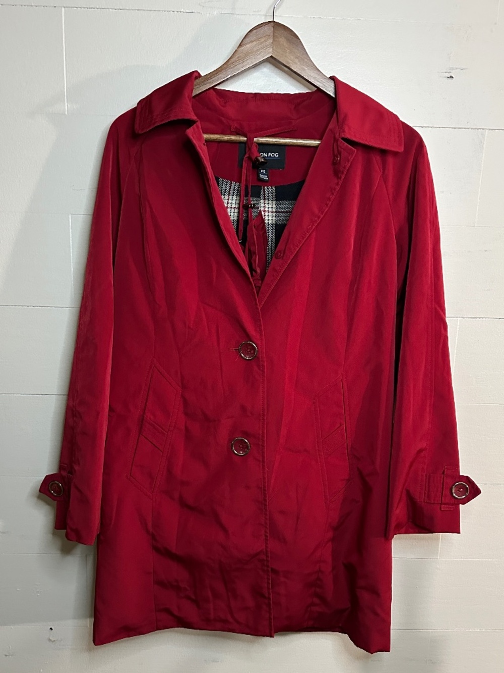 London Fog Red Trench Coat Jacket Size PS